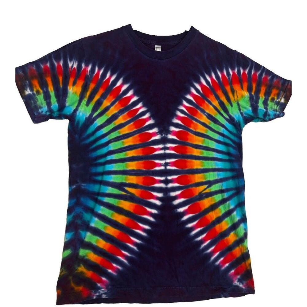 Rainbow Tie Dye T-Shirt Adult Medium USA Handmade Festival Hippie Graphic Tee